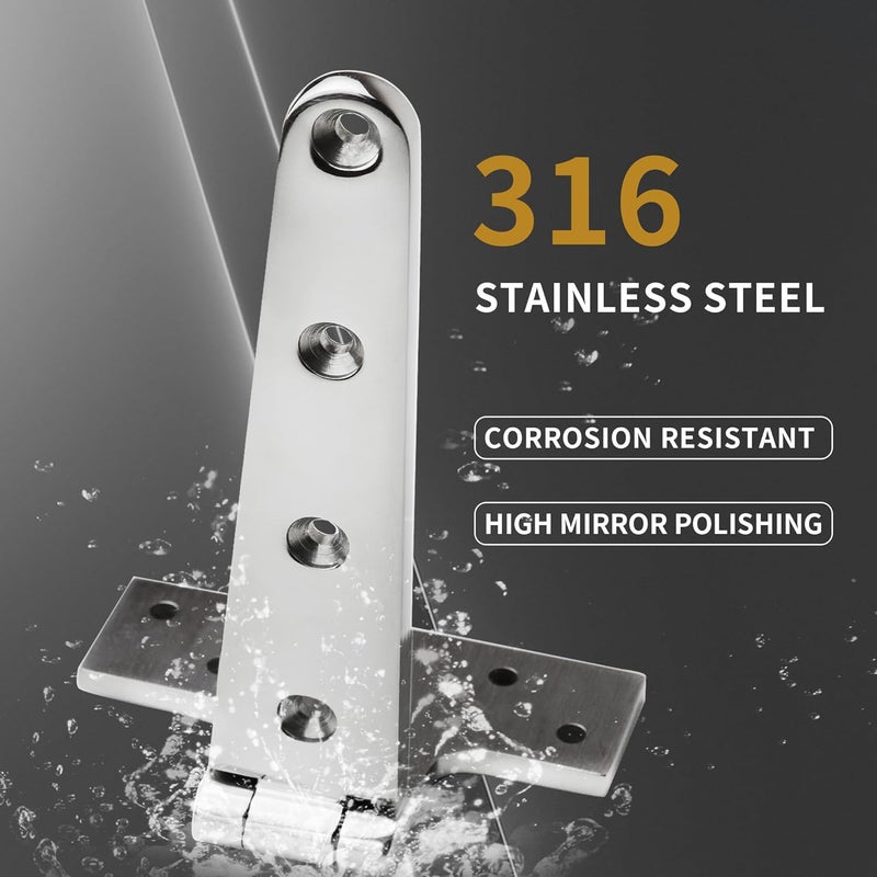 MEMUME Stainless Steel T Hinges Marine Grade, 4 x 2 inch (100 x 54 mm), 6 x 3 inch (150 x 72 mm), 8 x 4 inch (196 x 97 mm), 316 SS, Boat Hinges with Screws - Image 5